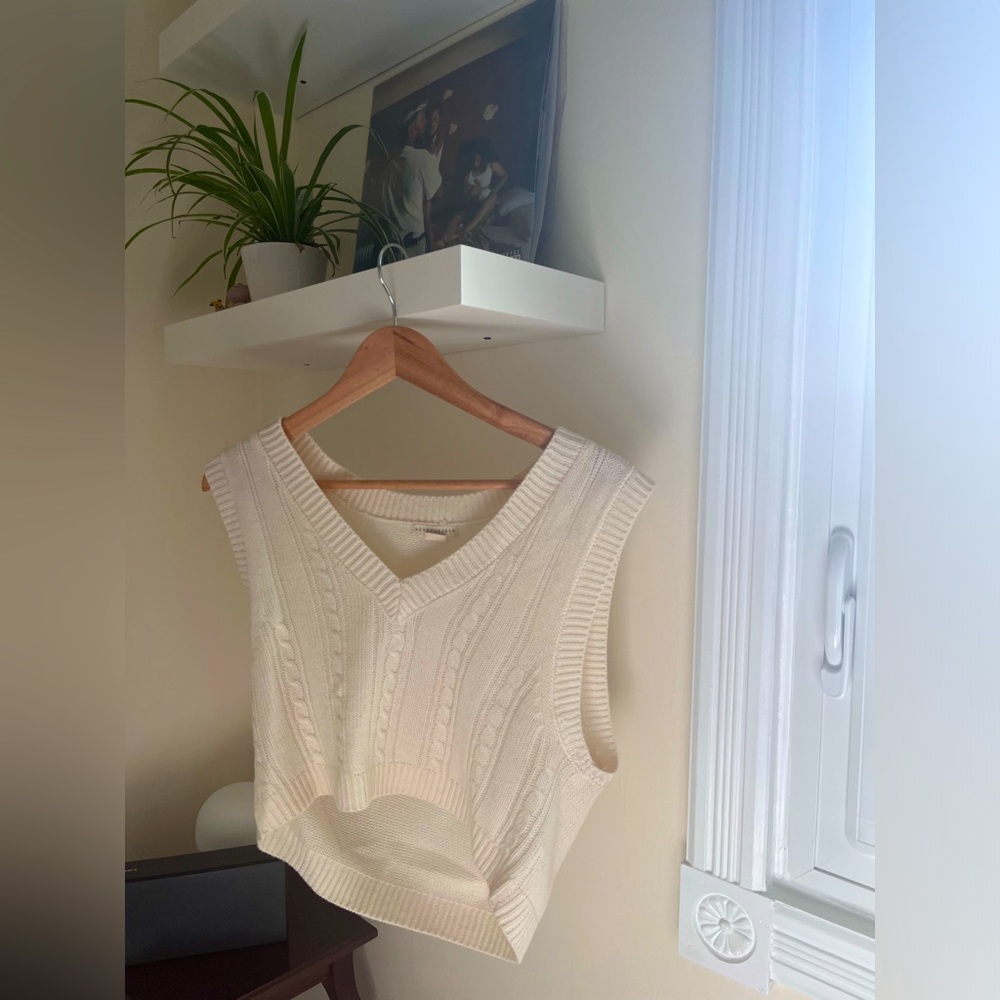 V-Neck Cable Knit Vest & Sweater